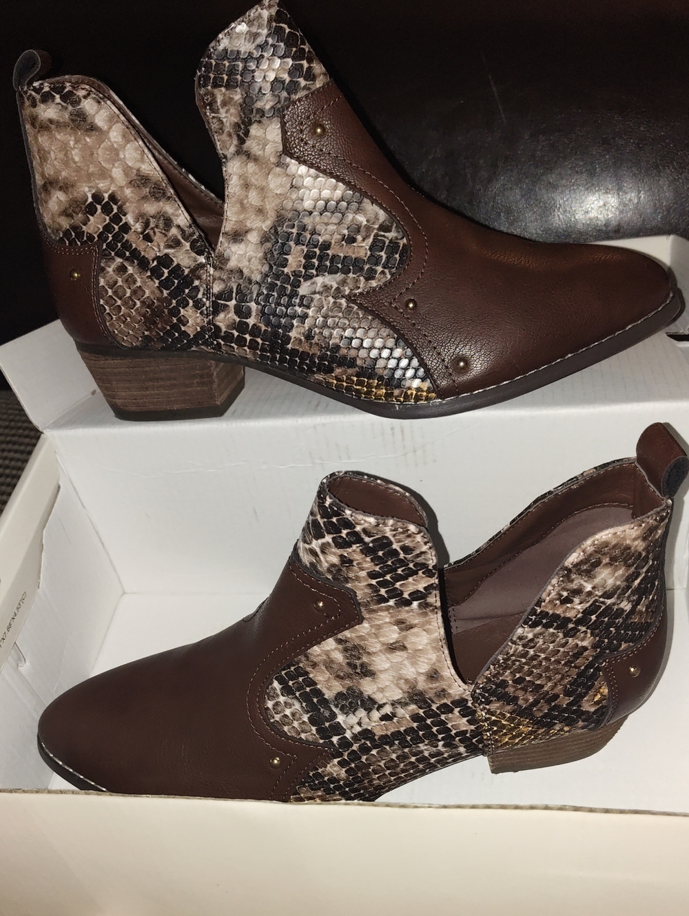 Women’s Brown Snake-Print Chelsea Booties